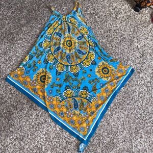 Cato Blue & Yellow Paisley Handkerchief Hem Sunburst Tank